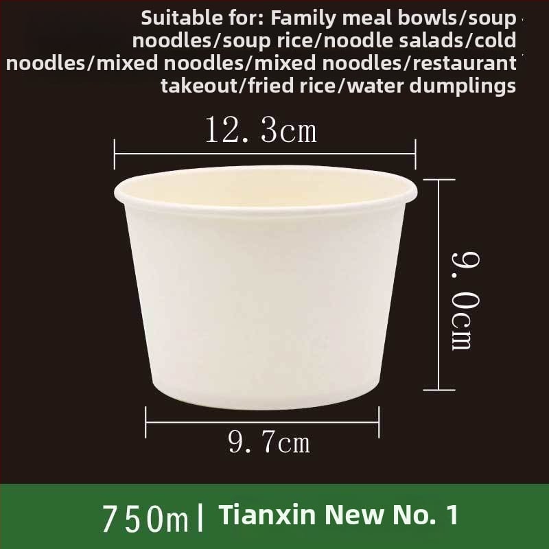 Ühekordne paberist kauss, ümmarguse kujuga, paksu materjal, sobib suppide, nuudlite ja riisi jaoks – säilivusaeg 12 kuud