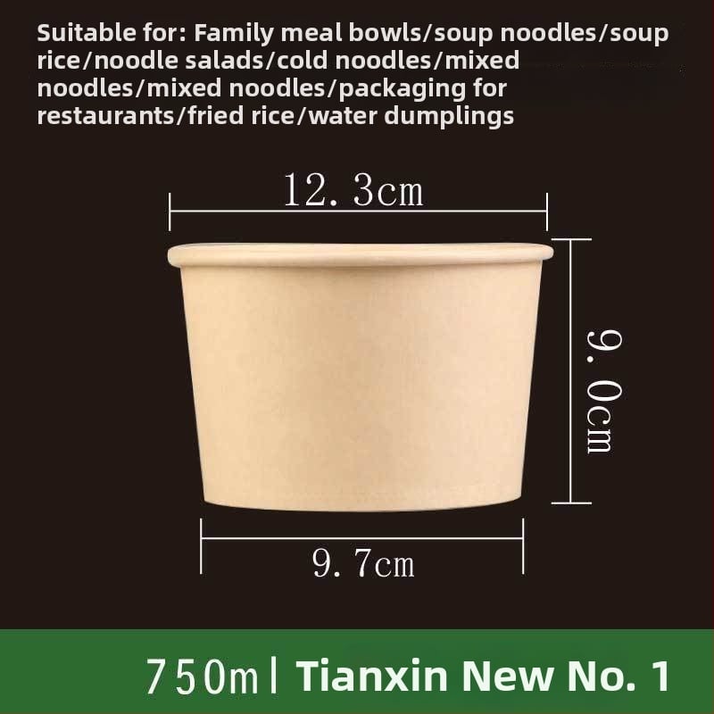 Ühekordne paberist kauss, ümmarguse kujuga, paksu materjal, sobib suppide, nuudlite ja riisi jaoks – säilivusaeg 12 kuud