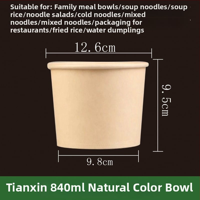 Ühekordne paberist kauss, ümmarguse kujuga, paksu materjal, sobib suppide, nuudlite ja riisi jaoks – säilivusaeg 12 kuud