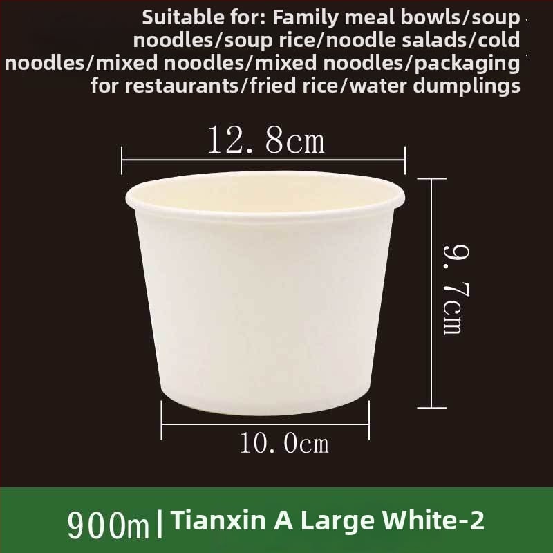 Ühekordne paberist kauss, ümmarguse kujuga, paksu materjal, sobib suppide, nuudlite ja riisi jaoks – säilivusaeg 12 kuud