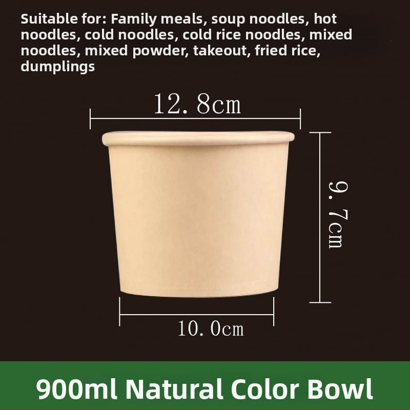 Ühekordne paberist kauss, ümmarguse kujuga, paksu materjal, sobib suppide, nuudlite ja riisi jaoks – säilivusaeg 12 kuud