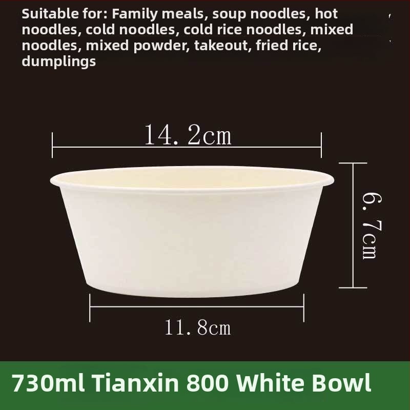 Ühekordne paberist kauss, ümmarguse kujuga, paksu materjal, sobib suppide, nuudlite ja riisi jaoks – säilivusaeg 12 kuud