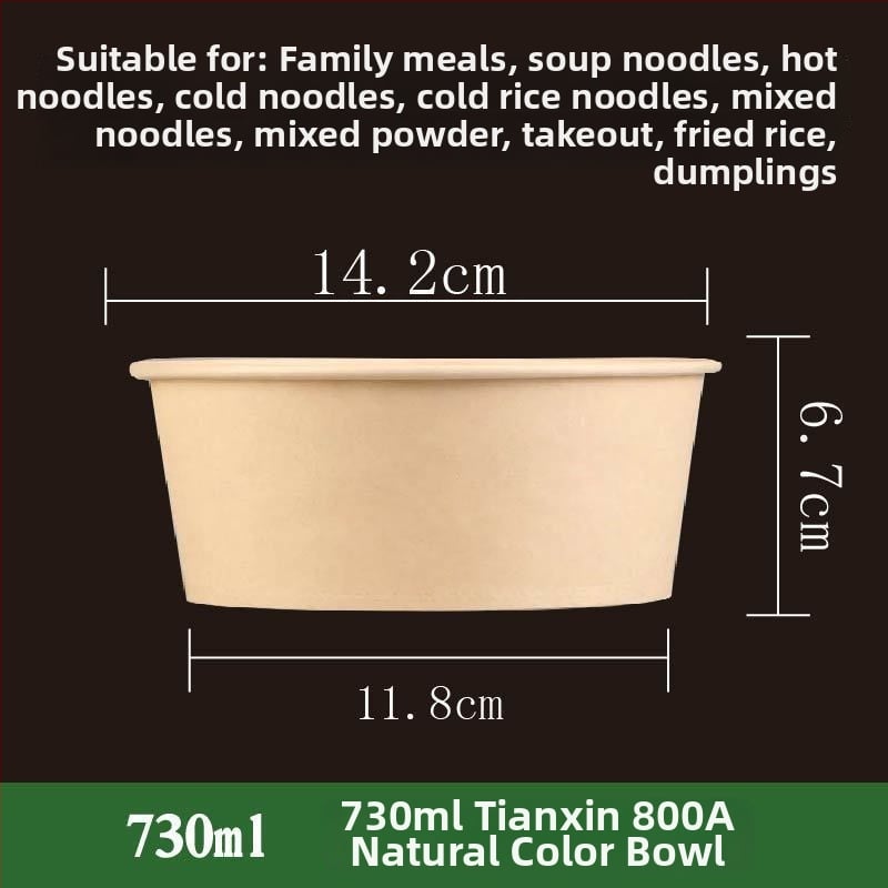 Ühekordne paberist kauss, ümmarguse kujuga, paksu materjal, sobib suppide, nuudlite ja riisi jaoks – säilivusaeg 12 kuud