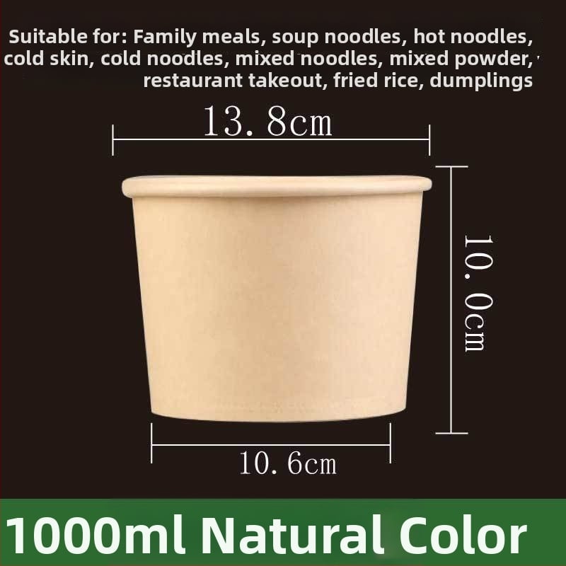 Ühekordne paberist kauss, ümmarguse kujuga, paksu materjal, sobib suppide, nuudlite ja riisi jaoks – säilivusaeg 12 kuud