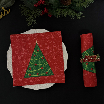 Kalėdinės servetėlės iš natūralaus medienos pluošto, 2 sluoksniai, 20 vnt. pakuotėje, logotipo spausdinimas ir pritaikymas