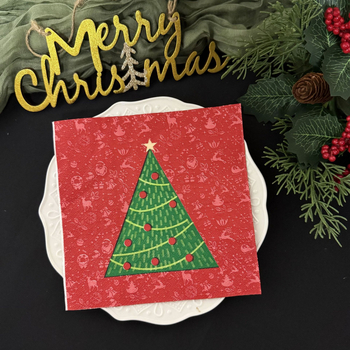 Kalėdinės servetėlės iš natūralaus medienos pluošto, 2 sluoksniai, 20 vnt. pakuotėje, logotipo spausdinimas ir pritaikymas