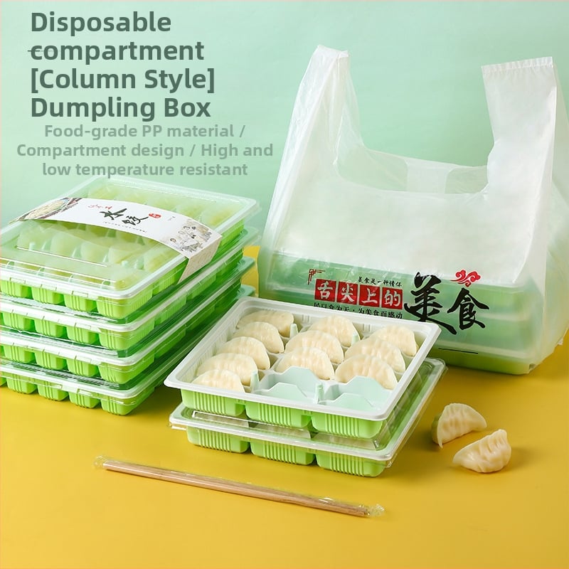 Cutie de unică folosință pentru colțunași, cu compartimente pentru crude și gătite, pentru livrare, din plastic alimentar, compatibilă cu microunde, posibilitate imprimare logo