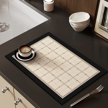 Кухненска дренажна подложка от диатомова глина, квадратна, модерен минимализъм, геометричен принт, дигитален печат