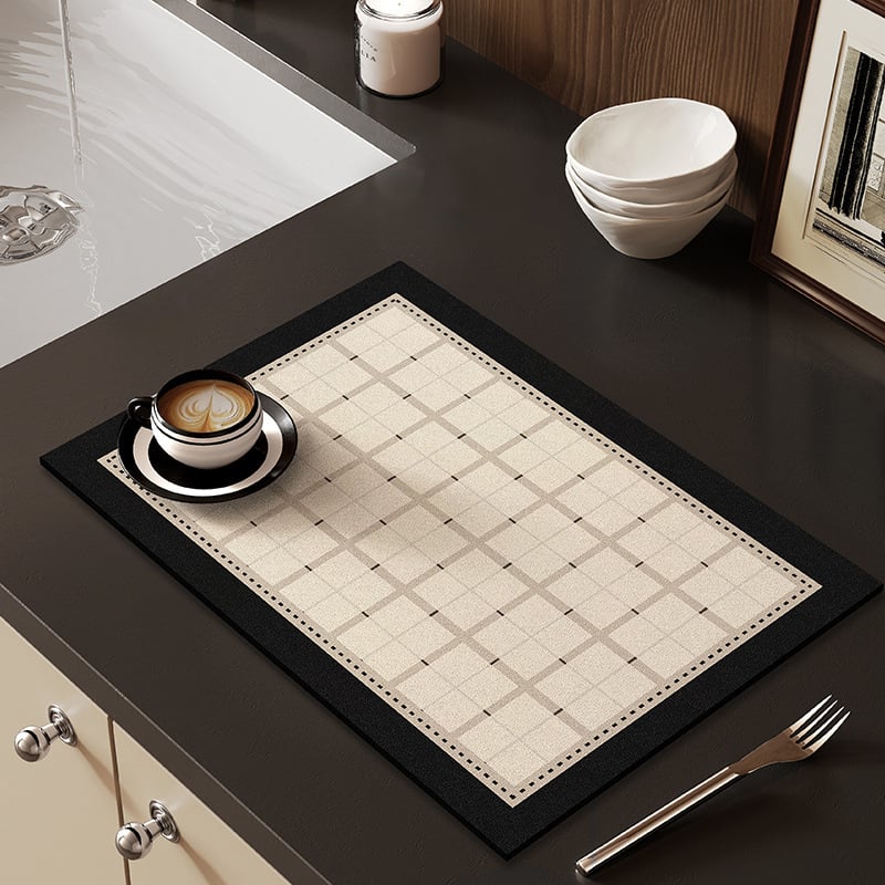 Кухненска дренажна подложка от диатомова глина, квадратна, модерен минимализъм, геометричен принт, дигитален печат