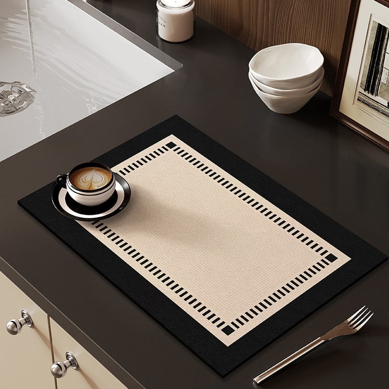 Кухненска дренажна подложка от диатомова глина, квадратна, модерен минимализъм, геометричен принт, дигитален печат
