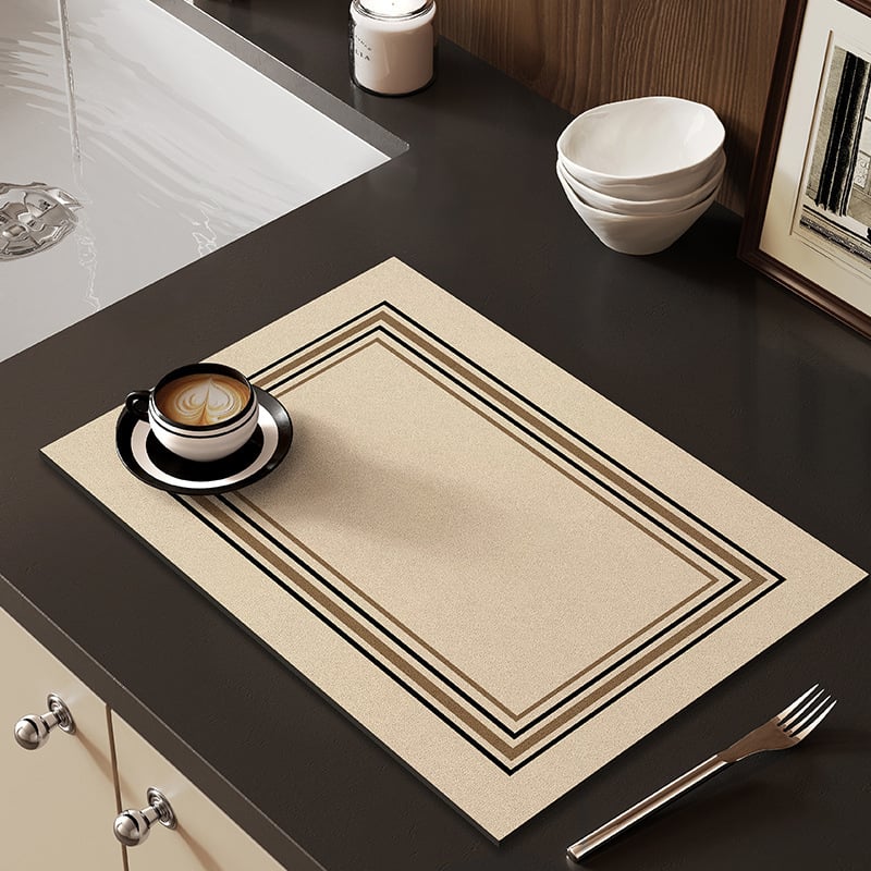 Кухненска дренажна подложка от диатомова глина, квадратна, модерен минимализъм, геометричен принт, дигитален печат