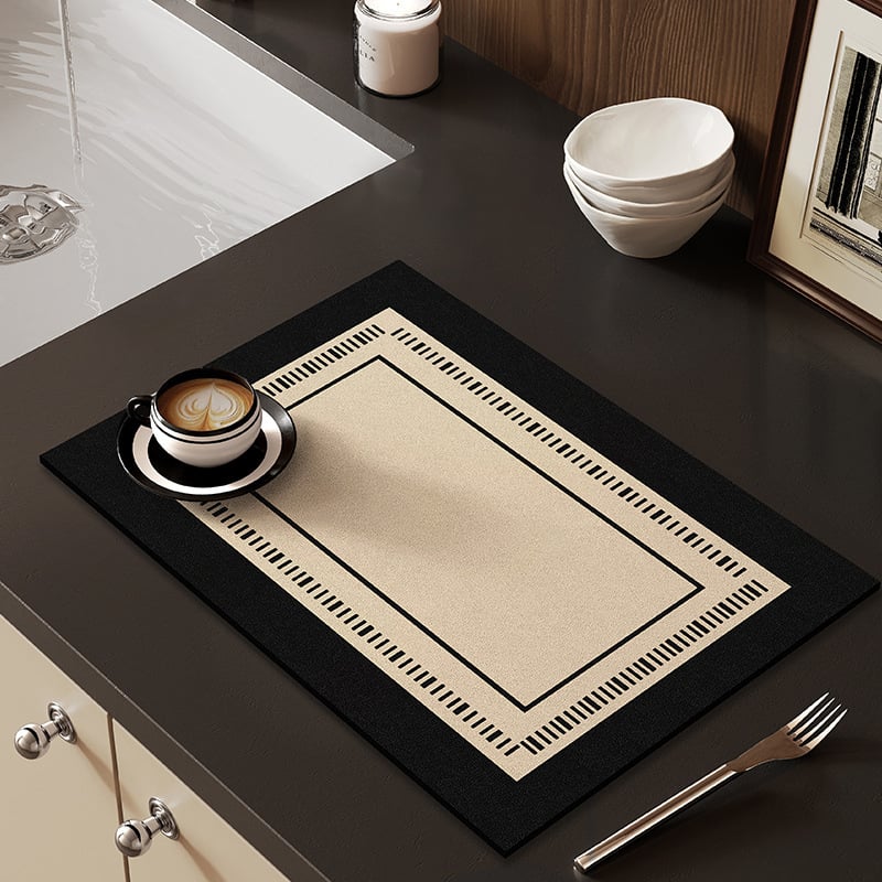Кухненска дренажна подложка от диатомова глина, квадратна, модерен минимализъм, геометричен принт, дигитален печат