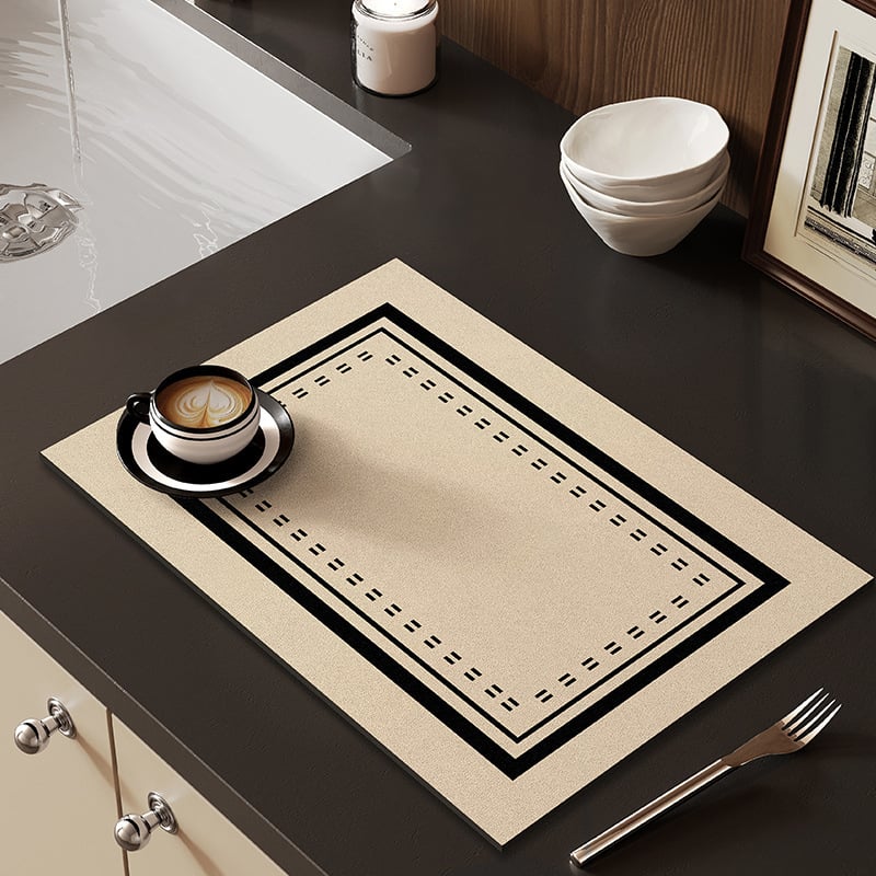 Кухненска дренажна подложка от диатомова глина, квадратна, модерен минимализъм, геометричен принт, дигитален печат