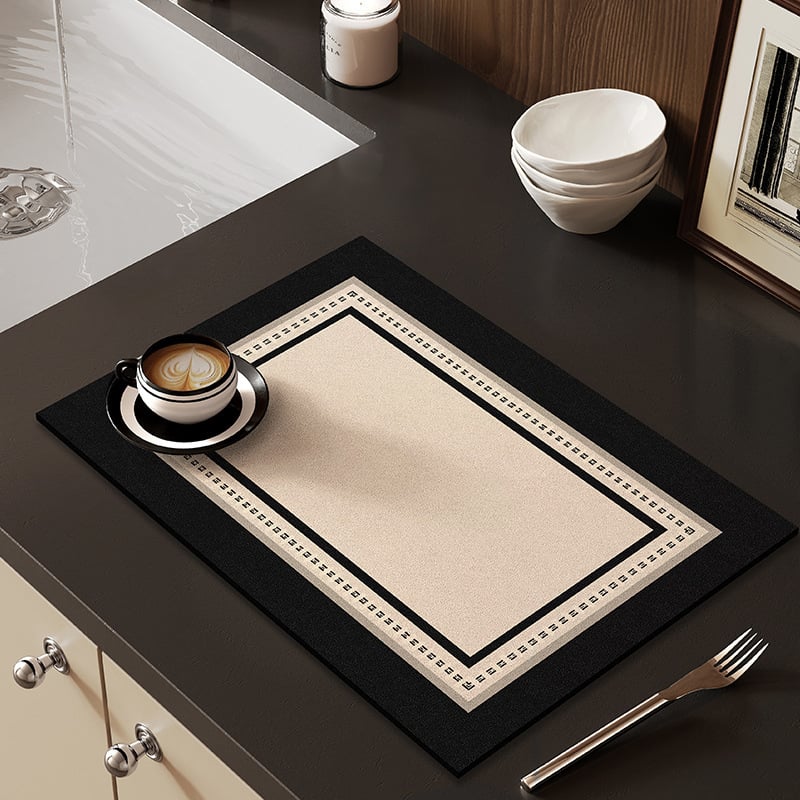 Кухненска дренажна подложка от диатомова глина, квадратна, модерен минимализъм, геометричен принт, дигитален печат