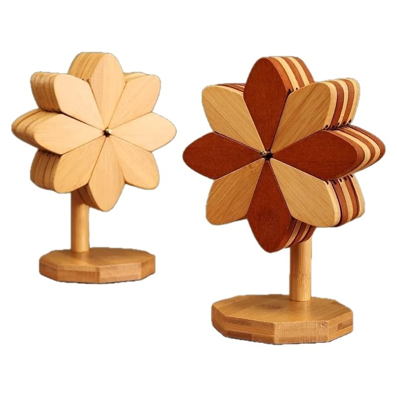 Tăviță izolatoare din lemn pentru cești și farfurii — formă neregulată, stil modern minimalist, biodegradabil, lansat în primăvara 2020