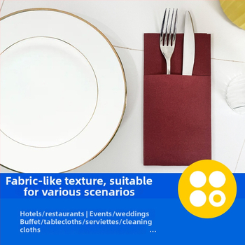 Vienkartinės servetėlės peiliams ir šakėms su logotipu, be dulkių, iš medienos plaušo, 50 lapų, vieno sluoksnio