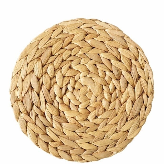 Covoraș rotund, țesut manual din rachis de apă, izolație termică antiarziere pentru cești, boluri și farfurii; stil simplu modern; biodegradabil; calitate premium