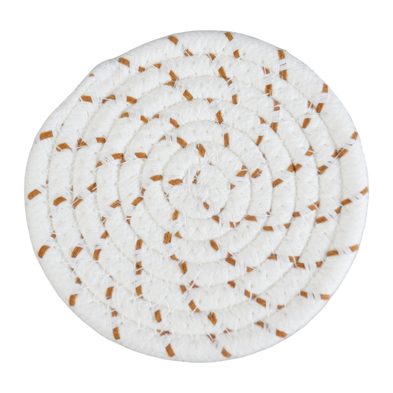 Covoraș țesut din in și bumbac pentru masă și suport pentru pahare, rotund, culoare solidă