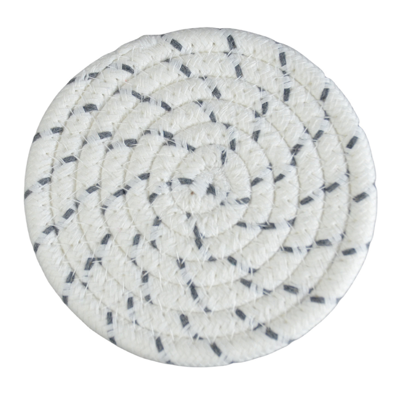 Covoraș țesut din in și bumbac pentru masă și suport pentru pahare, rotund, culoare solidă