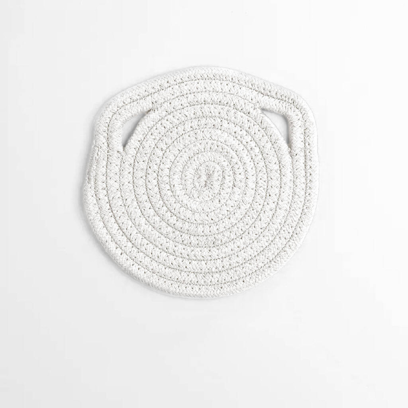 Covoraș țesut din in și bumbac pentru masă și suport pentru pahare, rotund, culoare solidă