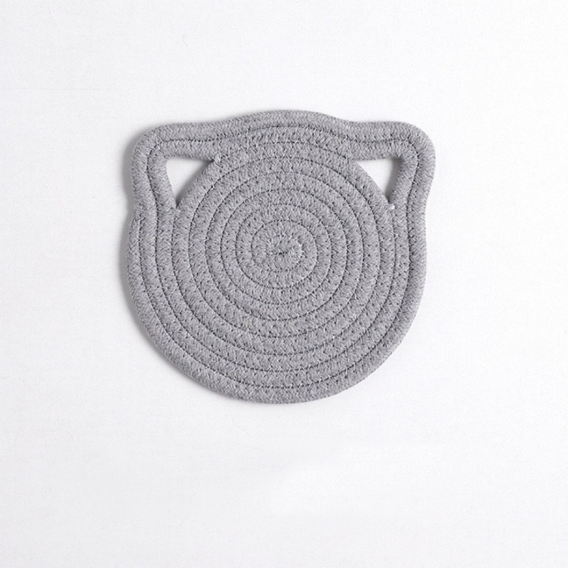 Covoraș țesut din in și bumbac pentru masă și suport pentru pahare, rotund, culoare solidă