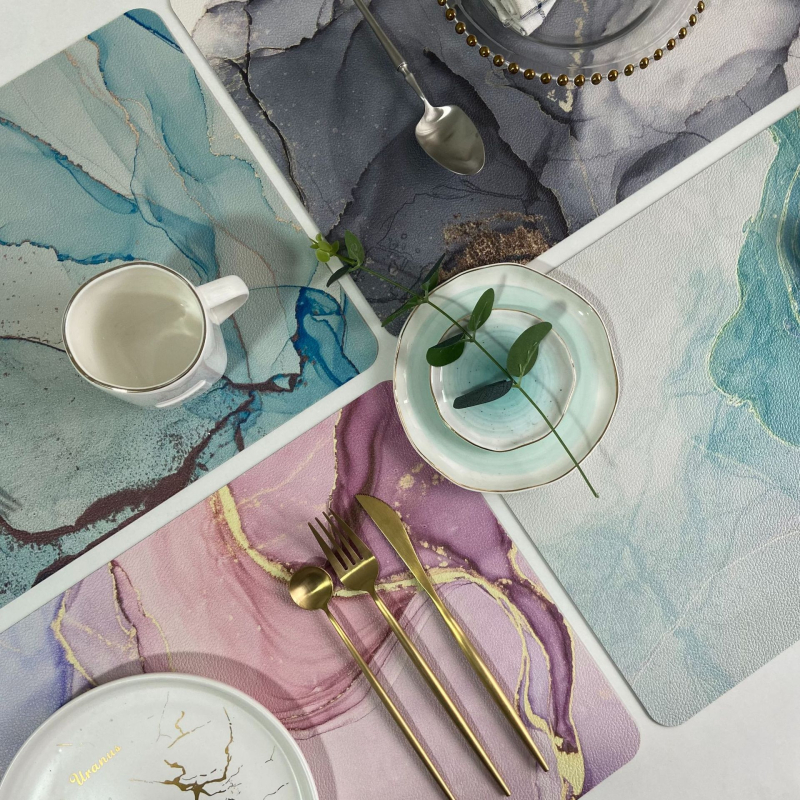 Covoraș din piele pentru masă cu model floral, pătrat, stil Nordic, marcă Lai Cai