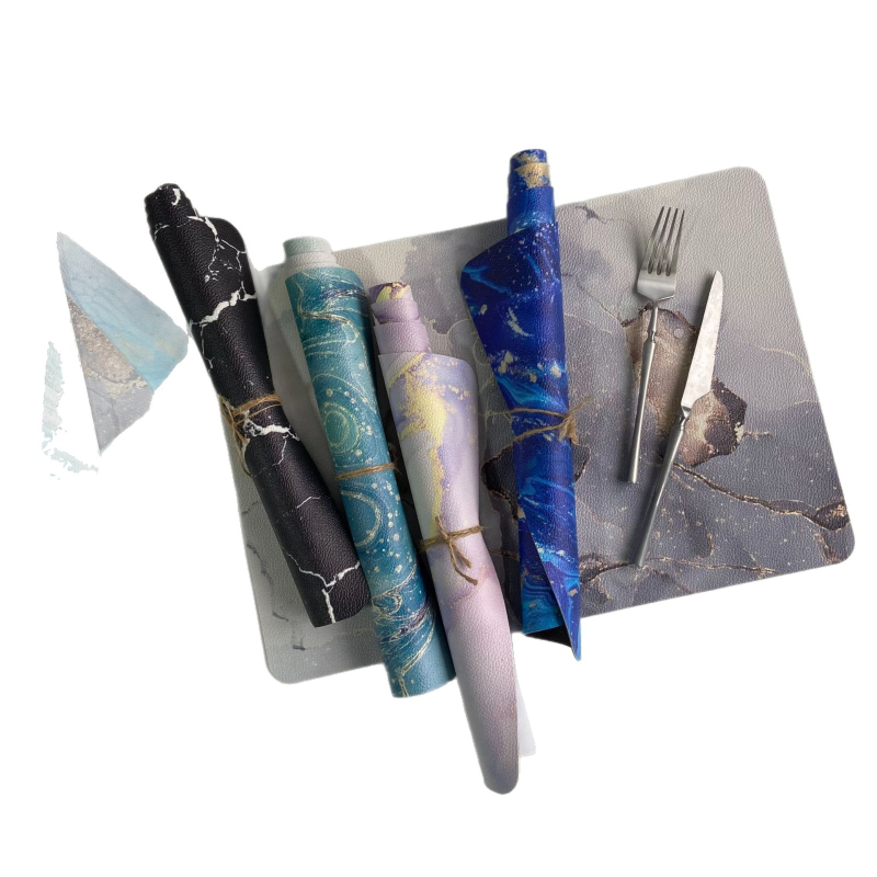 Covoraș din piele pentru masă cu model floral, pătrat, stil Nordic, marcă Lai Cai