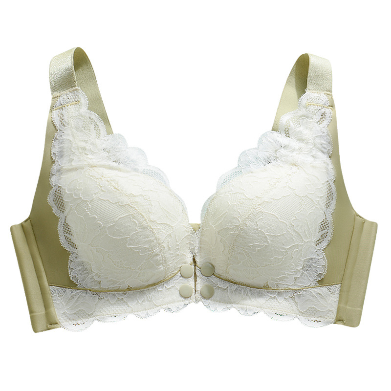Sutien de alăptare din dantelă - cupe subțiri, închidere la spate cu patru rânduri de cârlige, bretele fixe duble, dantelă de poliester