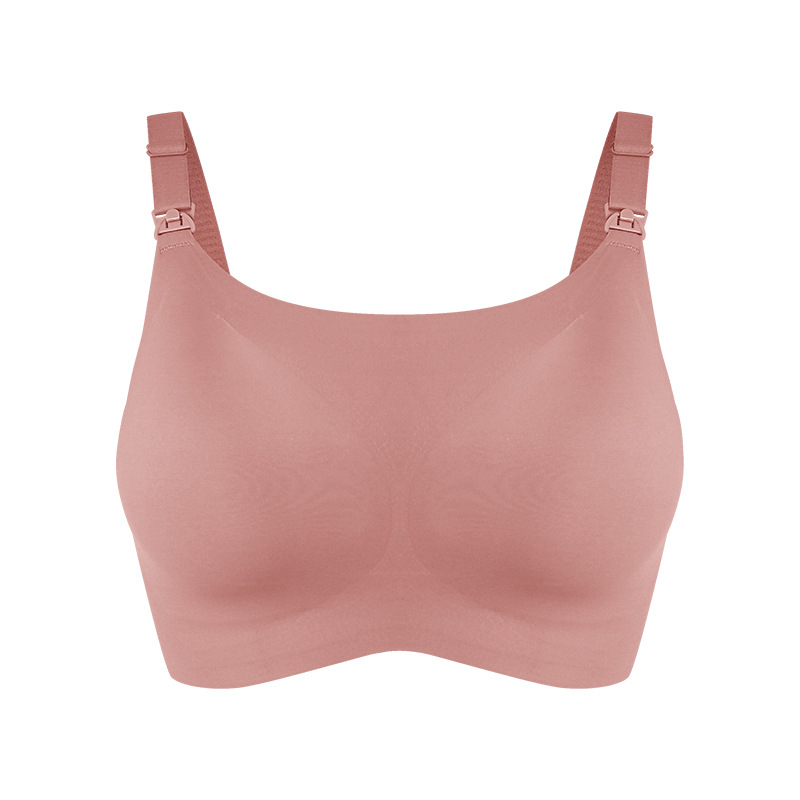 Sutien de maternitate fără bretele pentru alăptare, cu cupă completă, fără cusături, cu cupă modelată subțire, închidere în spate cu trei rânduri