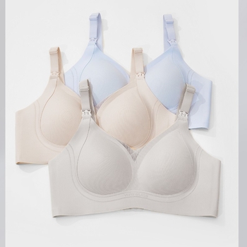 Pink rhyme 3073 Sutien de alăptare pentru femei – închidere la spate cu patru rânduri de cupe, bretele fixe duble, cupe preformate subțiri, material nylon