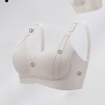 Pink rhyme 3073 Sutien de alăptare pentru femei – închidere la spate cu patru rânduri de cupe, bretele fixe duble, cupe preformate subțiri, material nylon