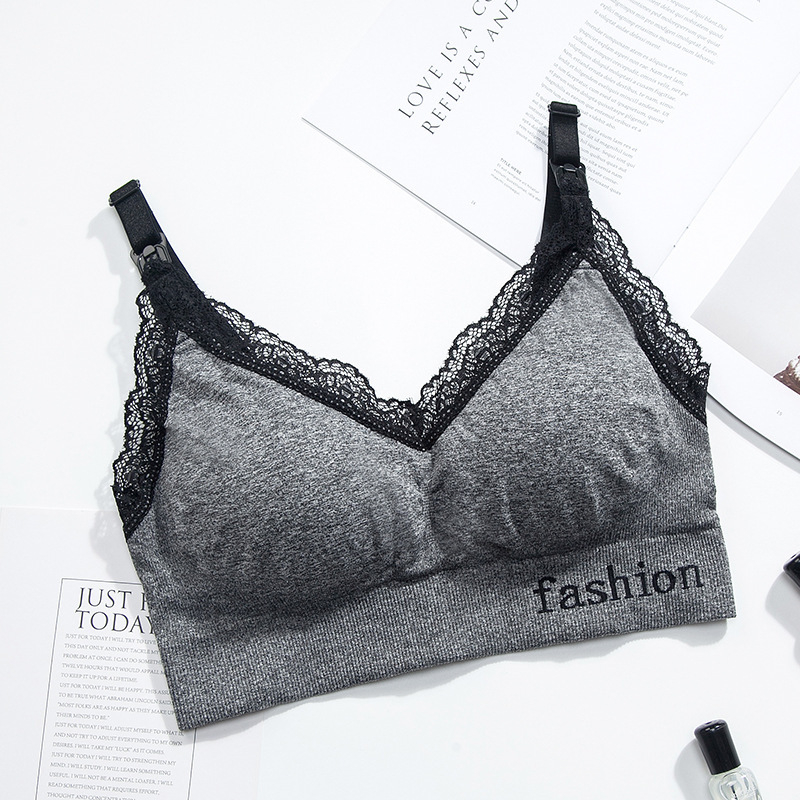 Σουτιέν θηλασμού χωρίς ραφές, με αποσπώμενες διπλές τιράντες, λεπτά καλουπωμένα cups, δαντελέν σχέδιο, χωρίς σύρμα