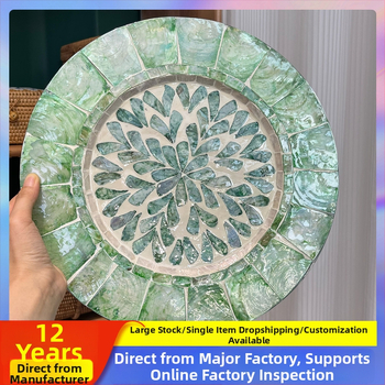 Șervet rotund din lemn cu motif scoică, monocrom, stil Nordic, lansat în 2023