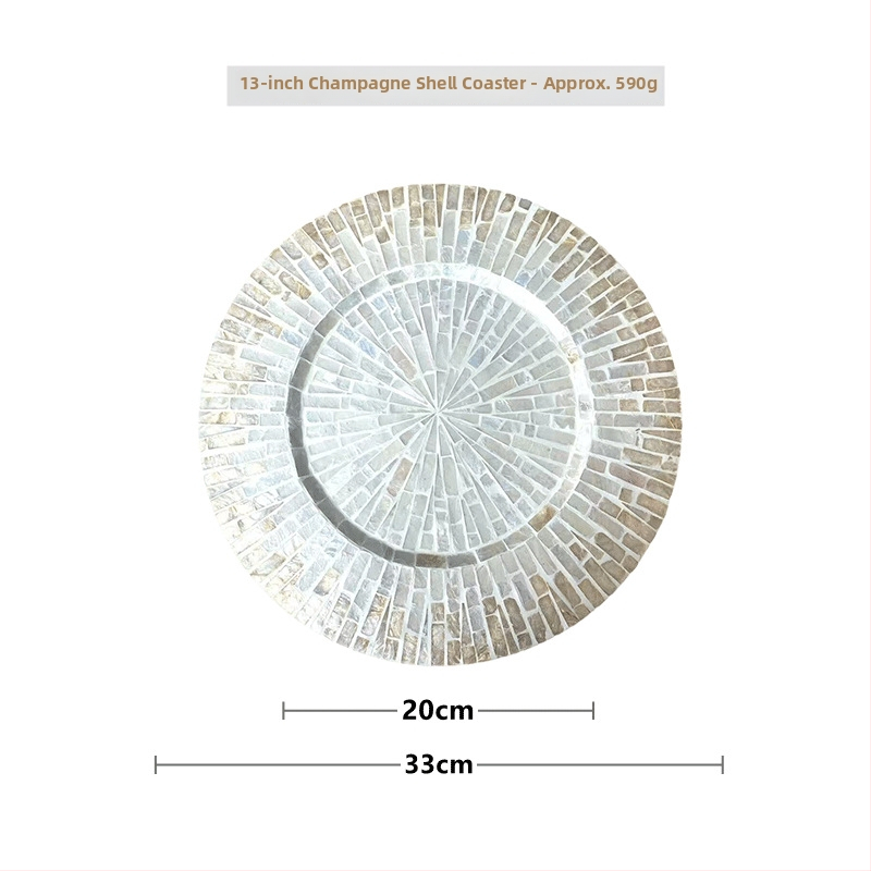 Șervet rotund din lemn cu motif scoică, monocrom, stil Nordic, lansat în 2023