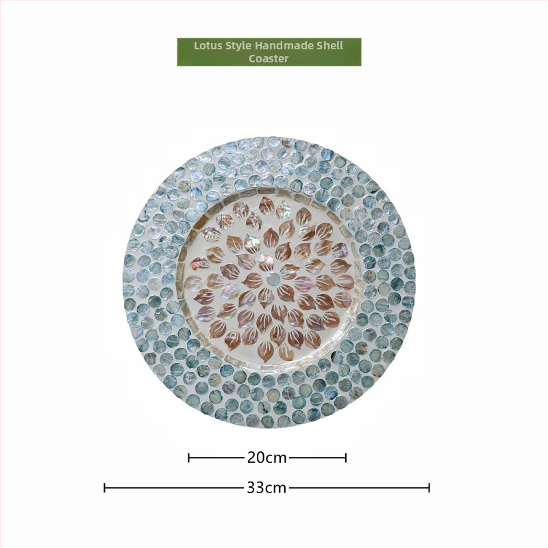 Șervet rotund din lemn cu motif scoică, monocrom, stil Nordic, lansat în 2023