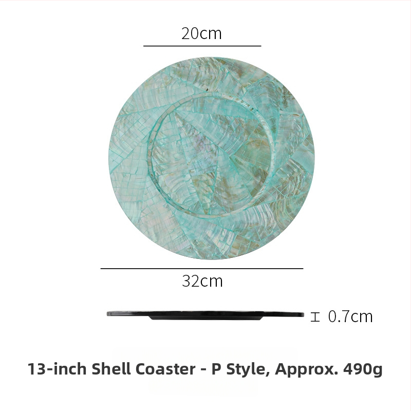 Șervet rotund din lemn cu motif scoică, monocrom, stil Nordic, lansat în 2023