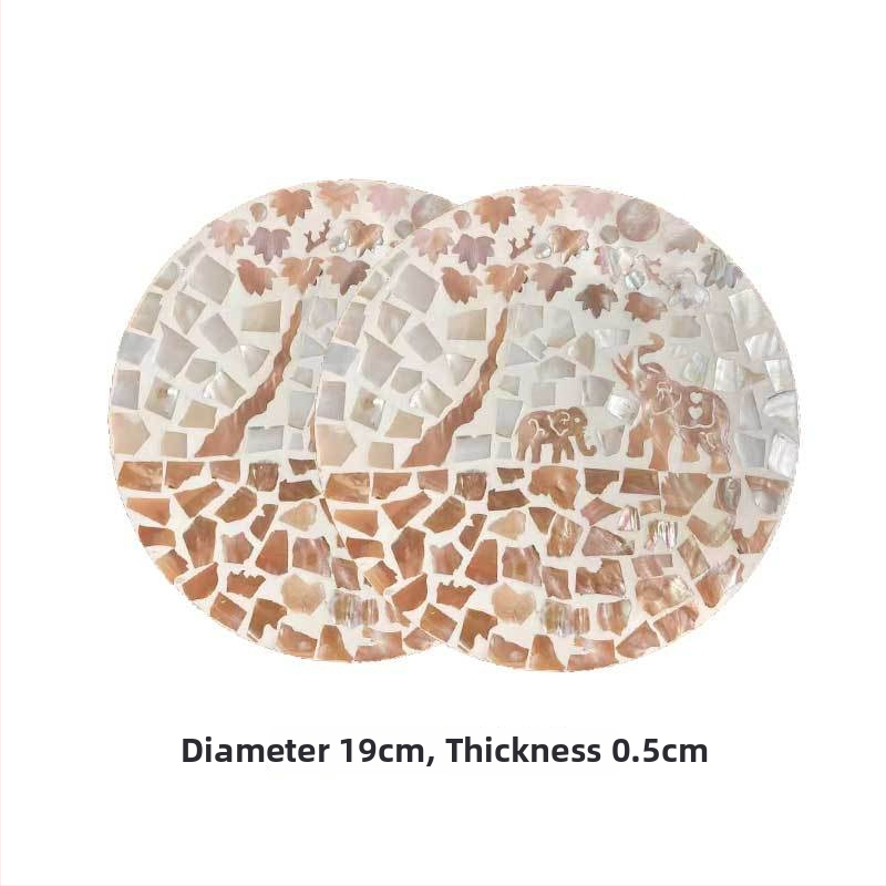 Șervet rotund din lemn cu motif scoică, monocrom, stil Nordic, lansat în 2023