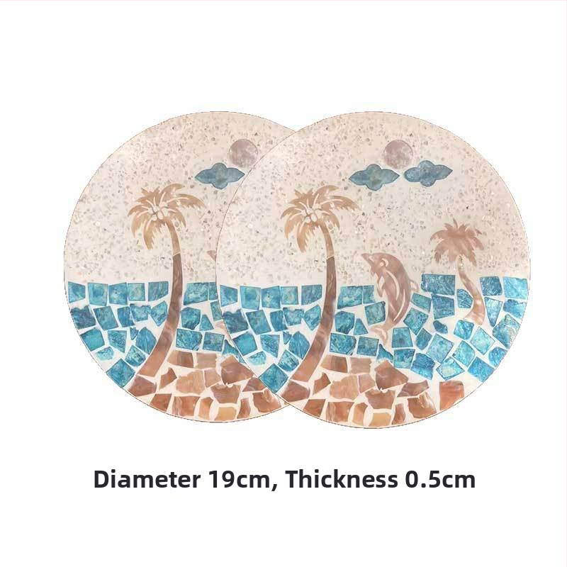 Șervet rotund din lemn cu motif scoică, monocrom, stil Nordic, lansat în 2023