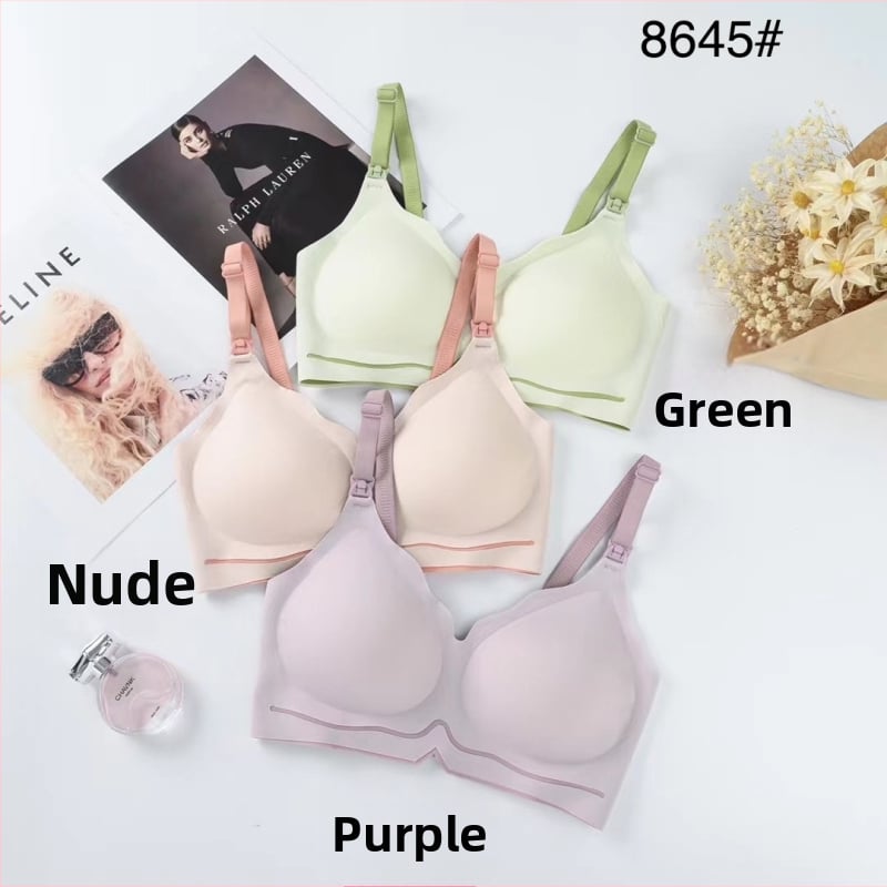 Dojiljni grudnjak za majke: odvojive dvostruke naramenice, tanke oblikovane košarice, čipkasti rub, glavna tkanina najlon 80–90%, podstava od pamuka, bez čeličnih prstena