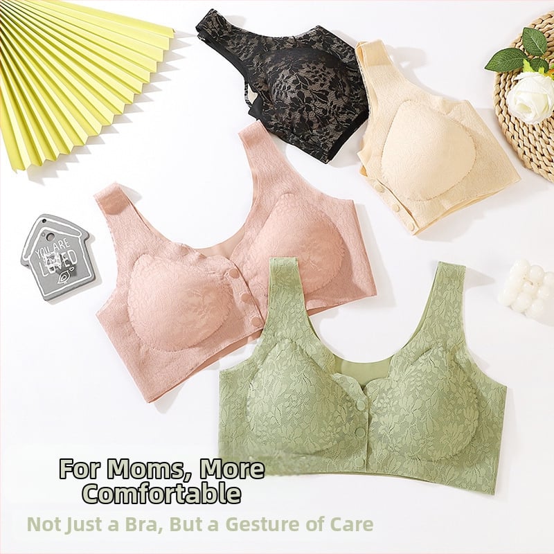 Čipkasti grudnjak za dojenje s prednjim zatvaranjem kopče, košarica 3/4 od latexa, prozračni najlon, bezšivne, udoban