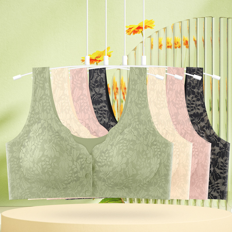 Čipkasti grudnjak za dojenje s prednjim zatvaranjem kopče, košarica 3/4 od latexa, prozračni najlon, bezšivne, udoban