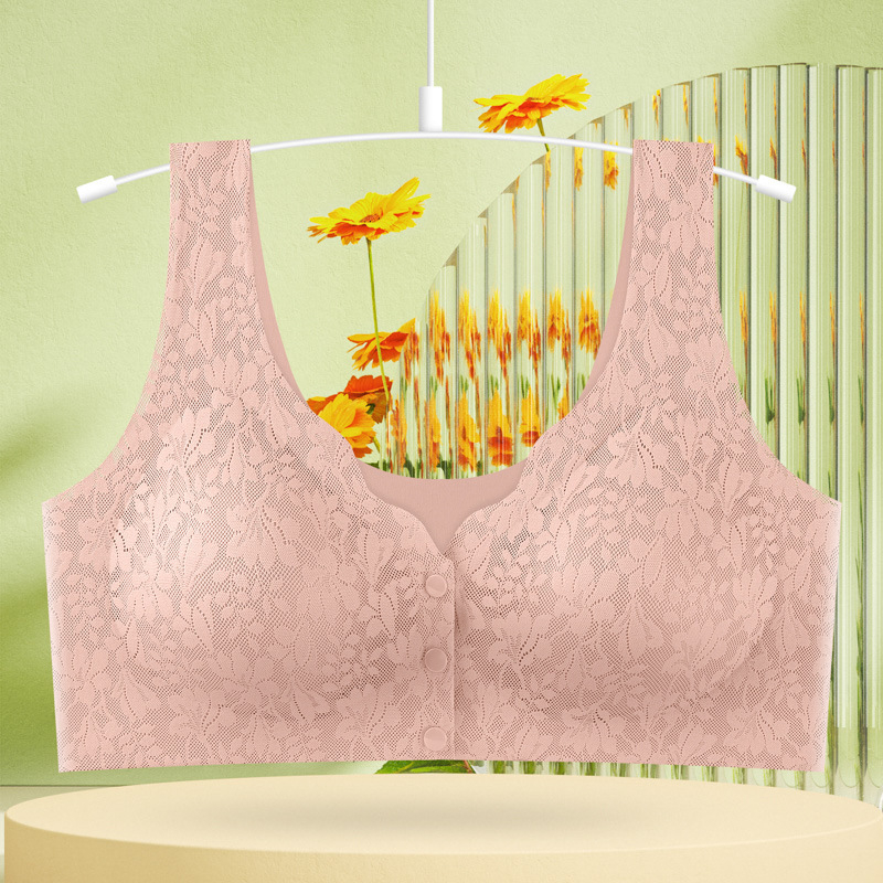 Čipkasti grudnjak za dojenje s prednjim zatvaranjem kopče, košarica 3/4 od latexa, prozračni najlon, bezšivne, udoban