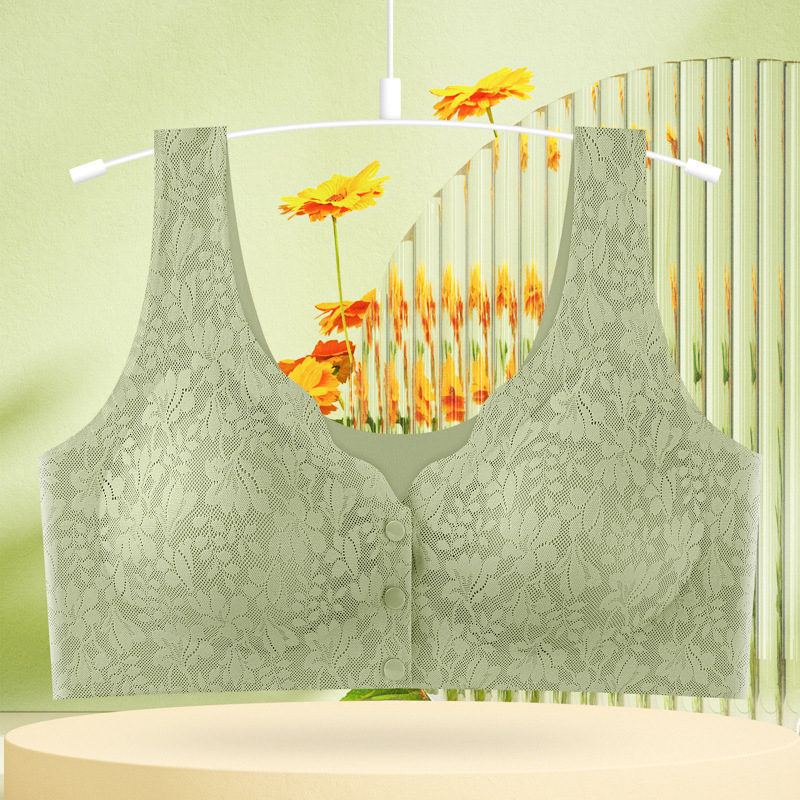 Čipkasti grudnjak za dojenje s prednjim zatvaranjem kopče, košarica 3/4 od latexa, prozračni najlon, bezšivne, udoban