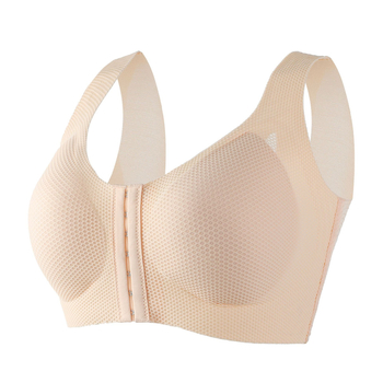 Bešavna grudnjaka s prednjim kopčanjem, čipka, puna košarica, najlon, prozračna, fiksirani dvostruki remeni ( čipka, najlon, puna košarica, prozračna )