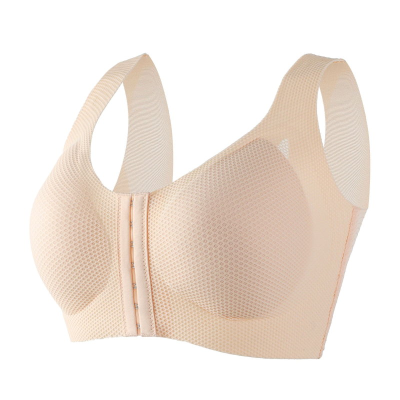 Bešavna grudnjaka s prednjim kopčanjem, čipka, puna košarica, najlon, prozračna, fiksirani dvostruki remeni ( čipka, najlon, puna košarica, prozračna )