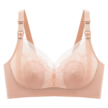 Dojenje grudnjak s čipkom, najlon tkanina, tanke oblikovane čašice, stražnje troredno zatvaranje