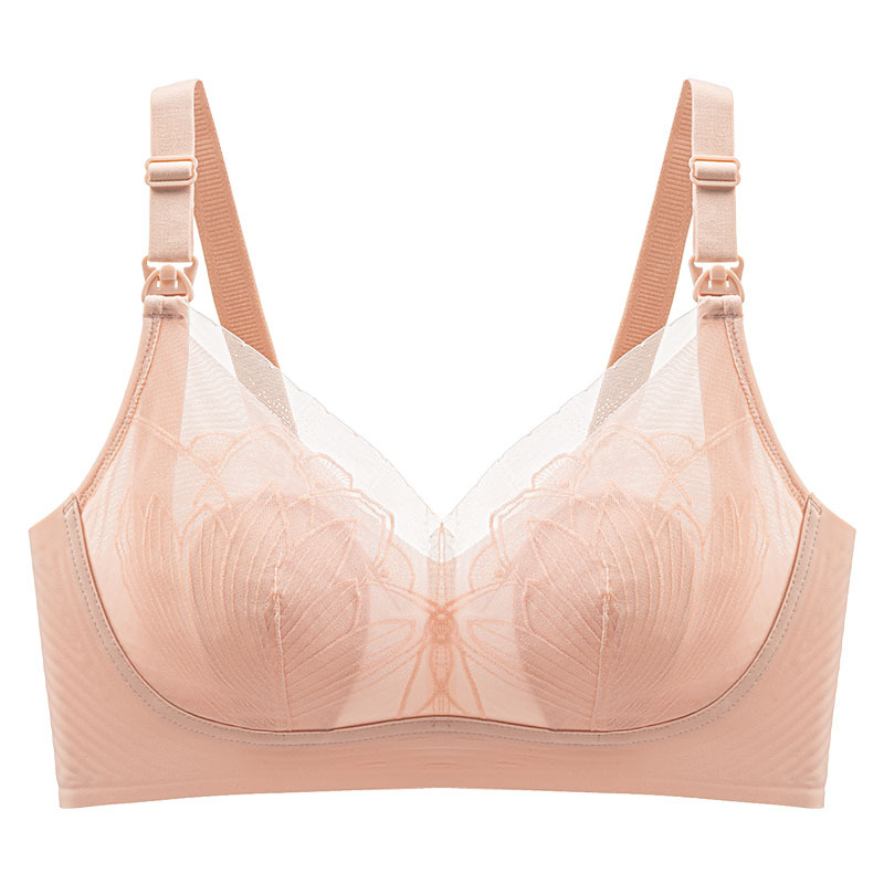 Dojenje grudnjak s čipkom, najlon tkanina, tanke oblikovane čašice, stražnje troredno zatvaranje