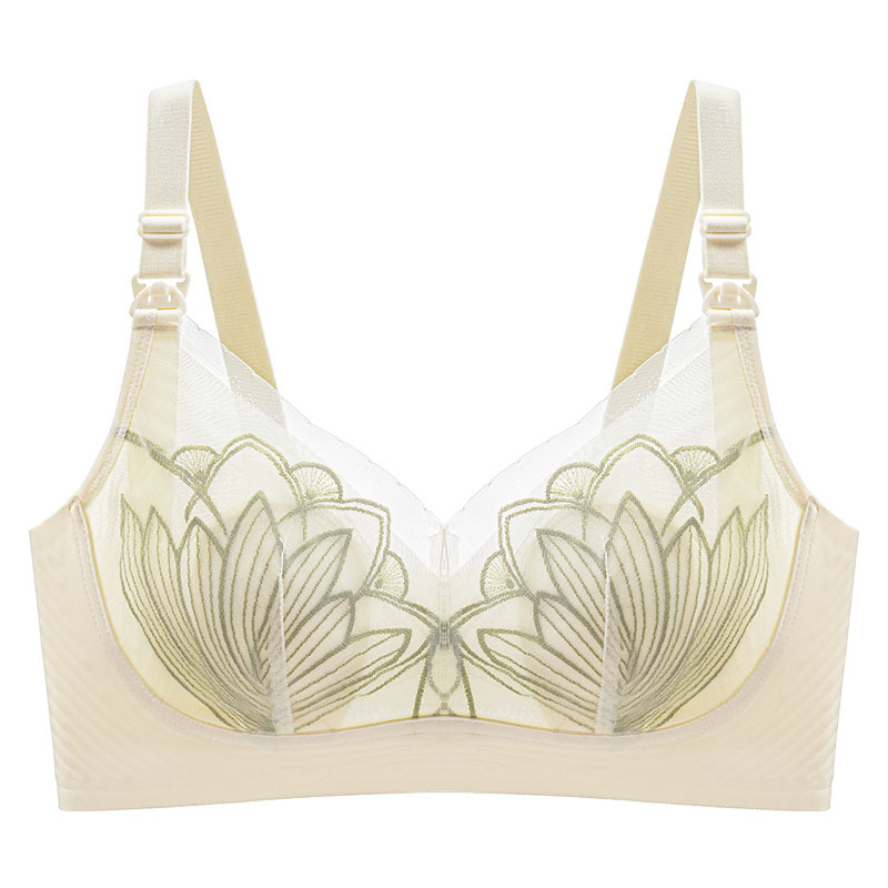 Dojenje grudnjak s čipkom, najlon tkanina, tanke oblikovane čašice, stražnje troredno zatvaranje