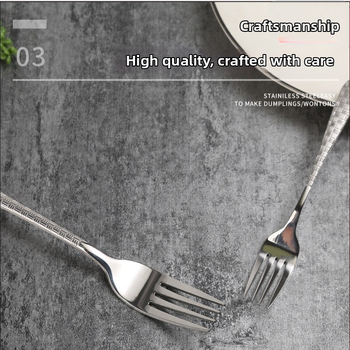 Tro-dijelni set pribora za steak: nož, vilica i žlica, od 201 nehrđajućeg čelika, drška s čekićastim uzorkom, retro stil, polirani sjaj