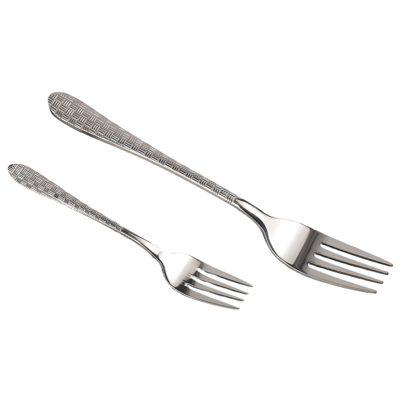 Tro-dijelni set pribora za steak: nož, vilica i žlica, od 201 nehrđajućeg čelika, drška s čekićastim uzorkom, retro stil, polirani sjaj